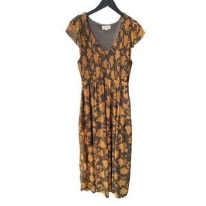 Mellody Cheetah/Floral Sleeved Smocled Women's Dress I Size:XS